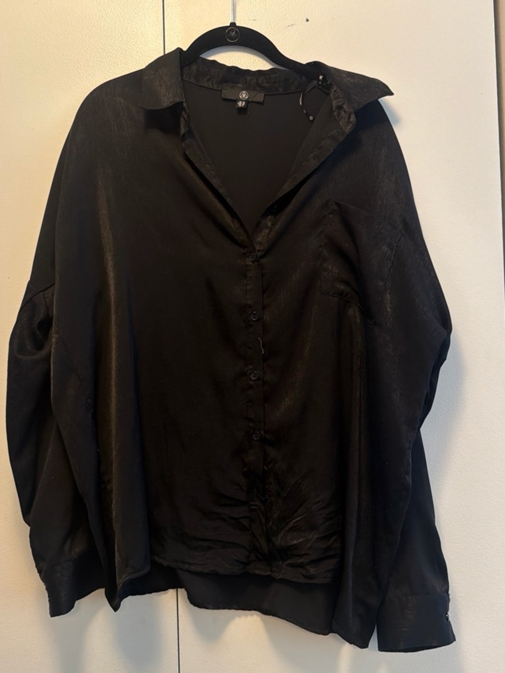 Silky Black Button-Up Women's Top